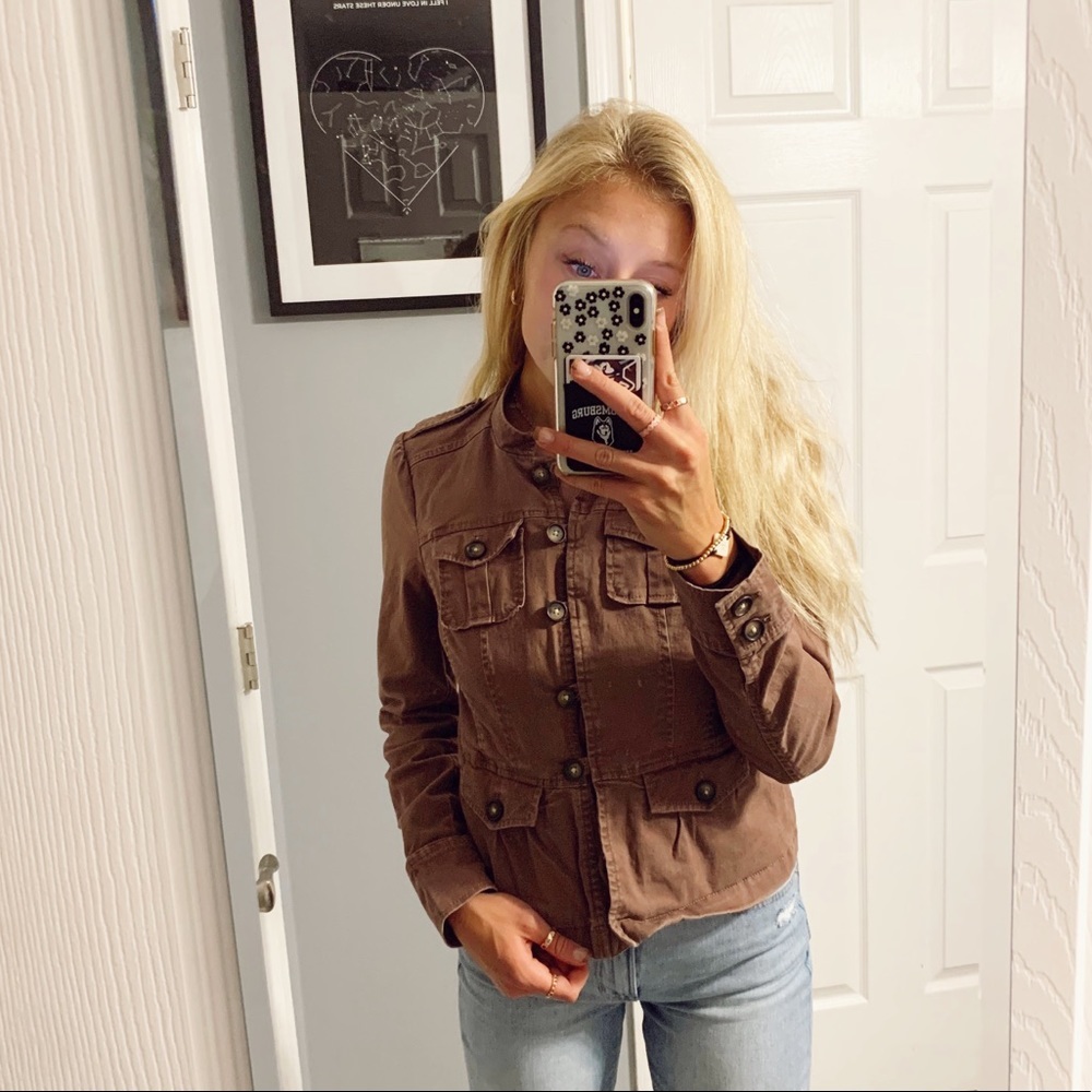 LOFT brown button down jacket